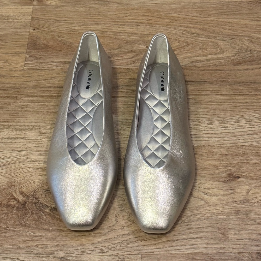 Silver Ballet Flats